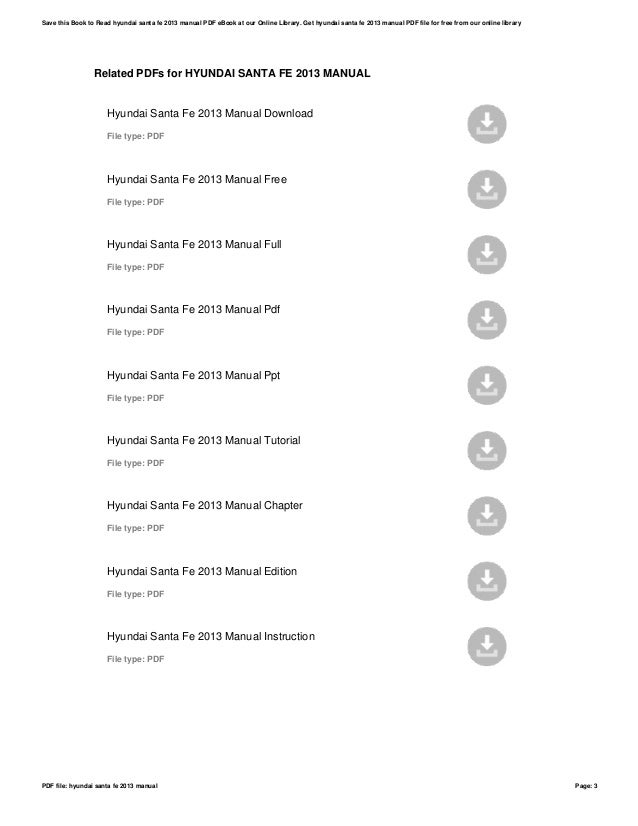service manual 2013 hyundai santa fe free ebook ebook